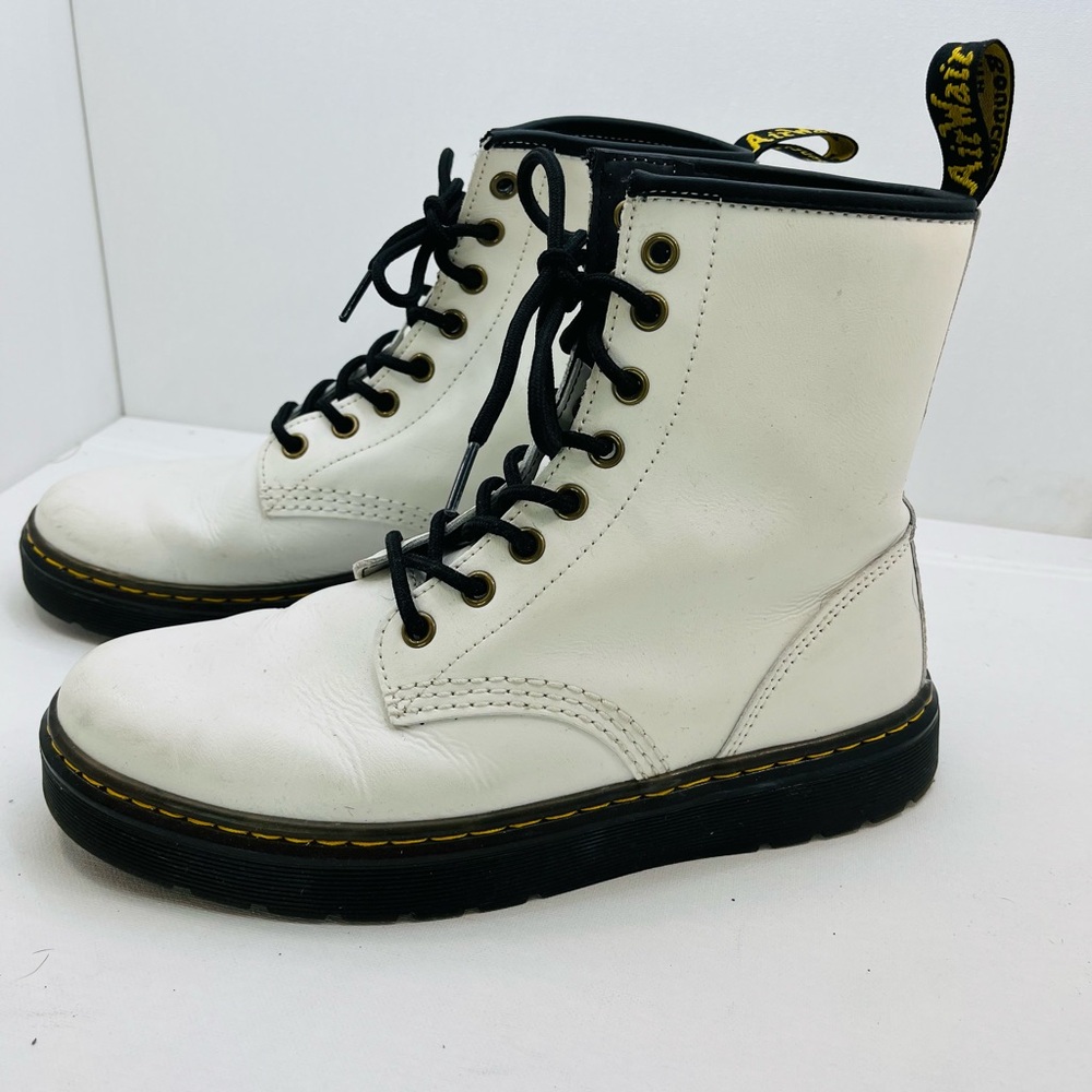 Dr. Martens Zovala White and Black Lace-Up Boots